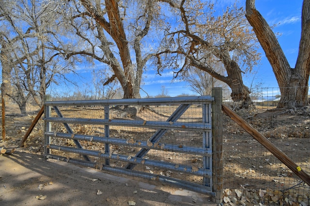 view of gate with a rural view