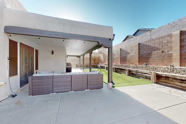 view of patio / terrace featuring grilling area and an outdoor living space