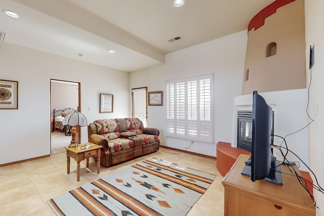 view of tiled living room