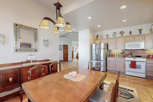 dining room with light tile patterned floors