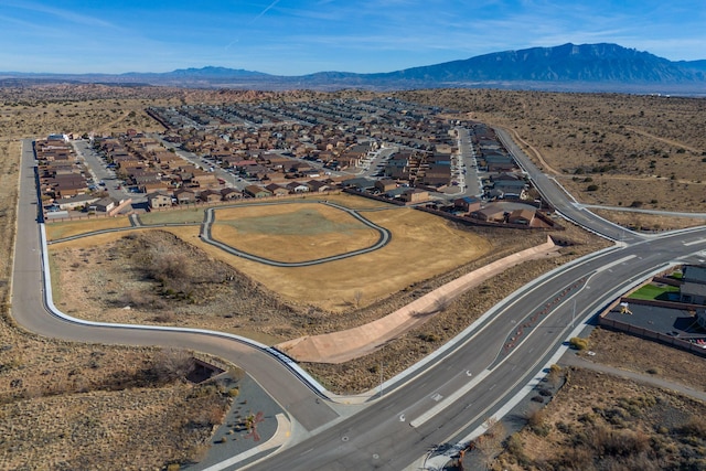 bird's eye view with a mountain view