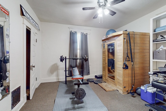 exercise room with carpet floors