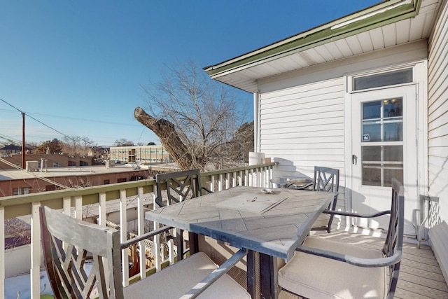 wooden balcony with a wooden deck