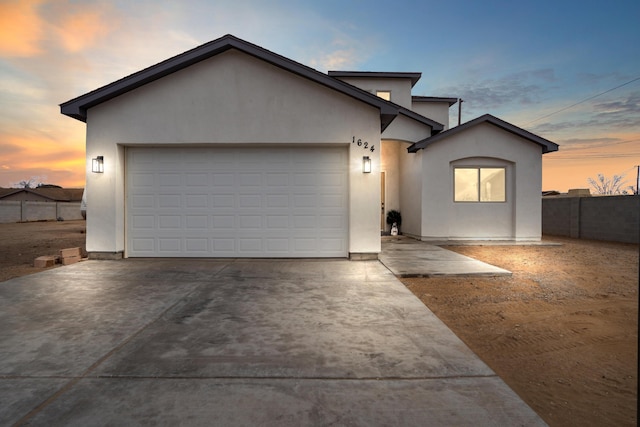 view of front of house with a garage