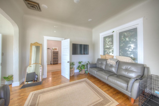 living room featuring light hardwood / wood-style floors