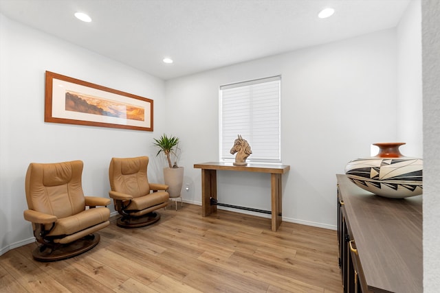 living area featuring light hardwood / wood-style flooring