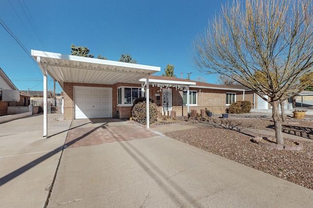 single story home with a garage