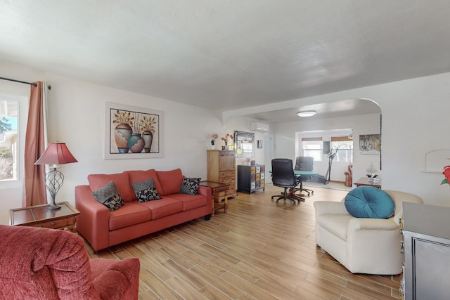 living room featuring light wood-type flooring