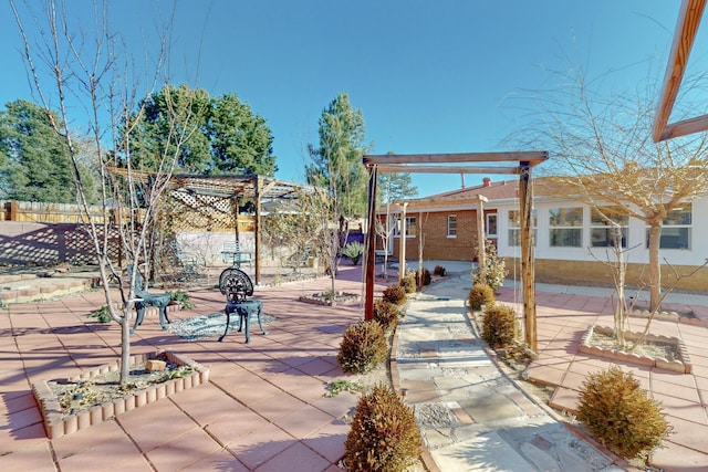 view of home's community featuring a patio and a pergola