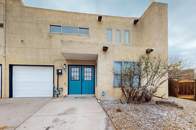 exterior space featuring a garage