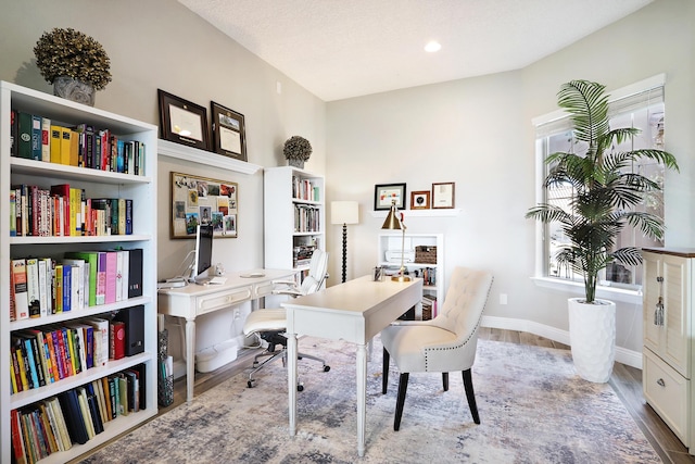 office space featuring light hardwood / wood-style flooring and a healthy amount of sunlight