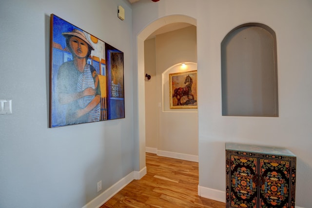 hall featuring light hardwood / wood-style flooring