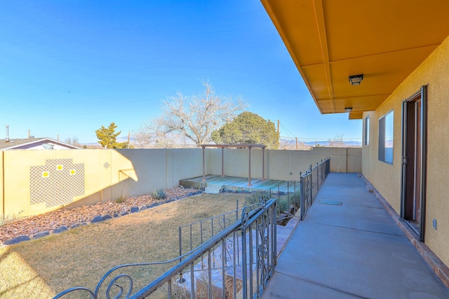 balcony with a patio area