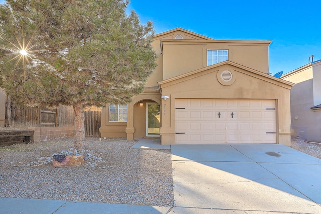 view of front of house with a garage