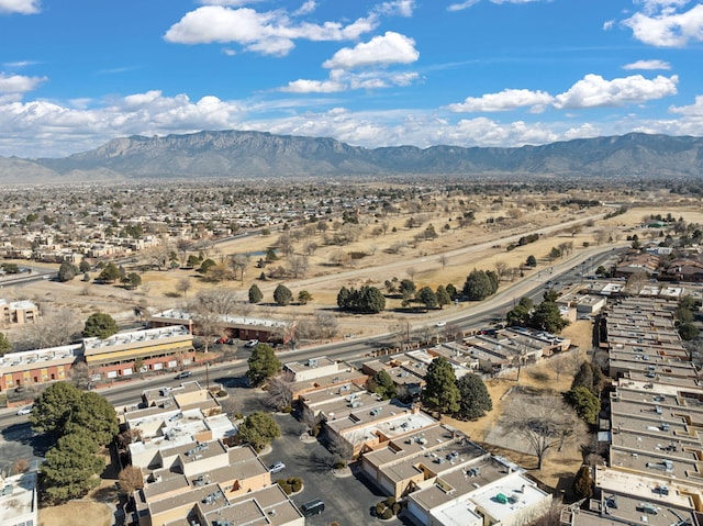 birds eye view of property featuring a mountain view