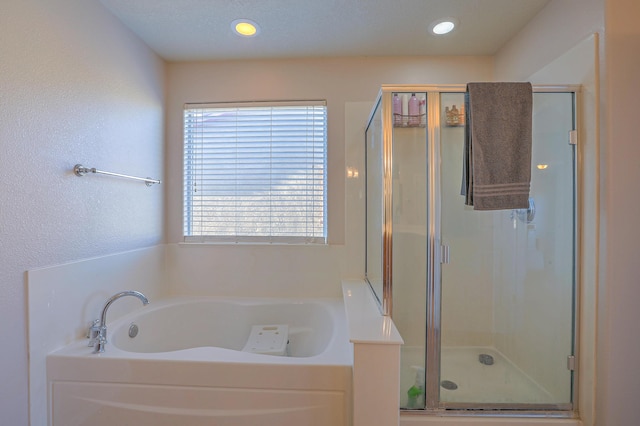 bathroom with plus walk in shower