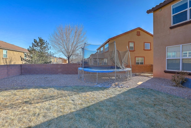 view of yard with a trampoline