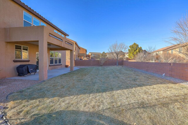 view of yard with a patio area