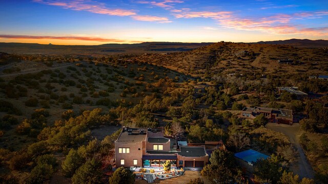 29 Sandia Ln, Placitas, NM 87043 - aerial view at dusk with a mountain view