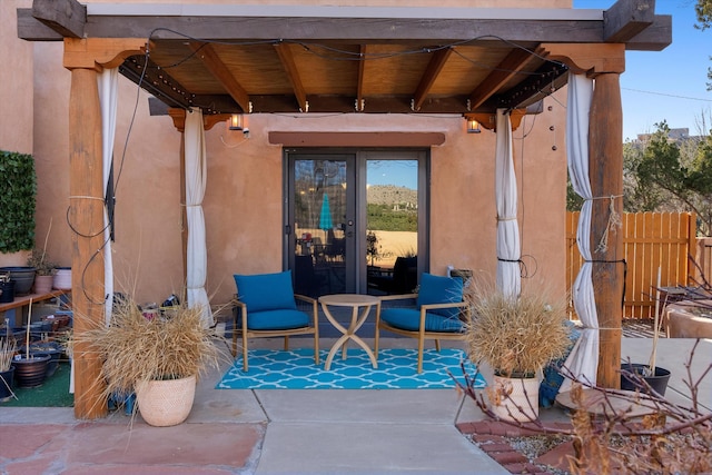 view of patio / terrace featuring french doors