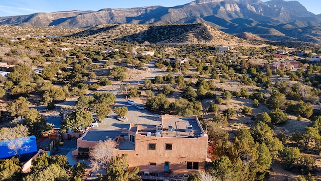 birds eye view of property with a mountain view