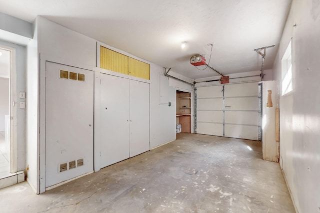 garage with a garage door opener