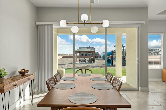 view of tiled dining space