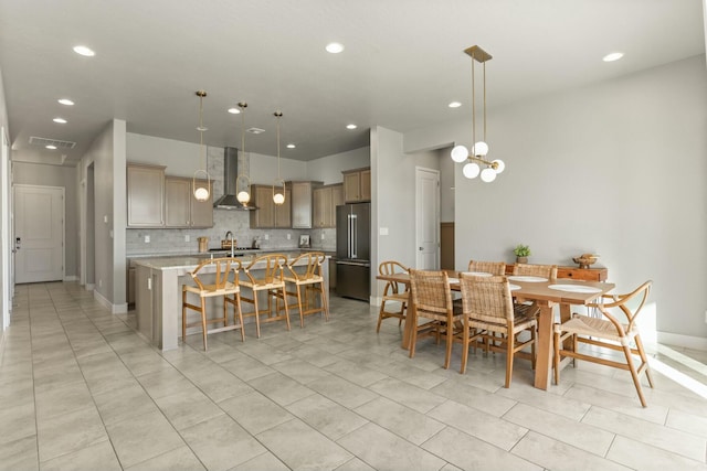 view of tiled dining area