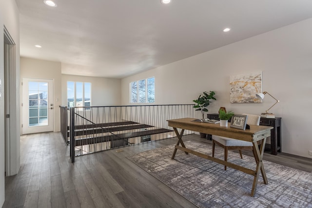 office space featuring hardwood / wood-style floors