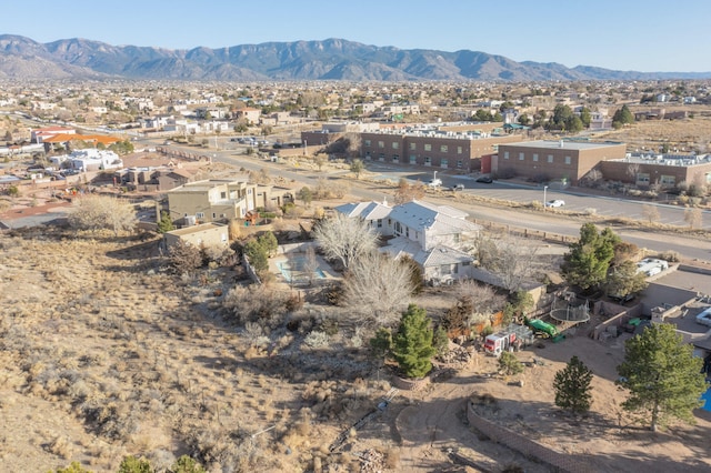 bird's eye view with a mountain view