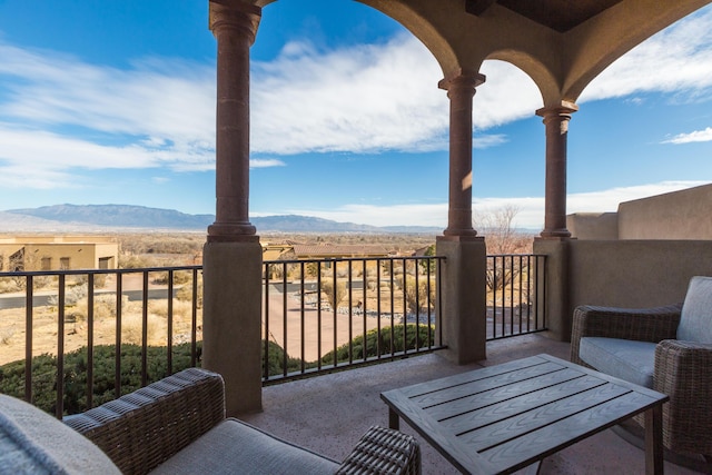 balcony with a mountain view