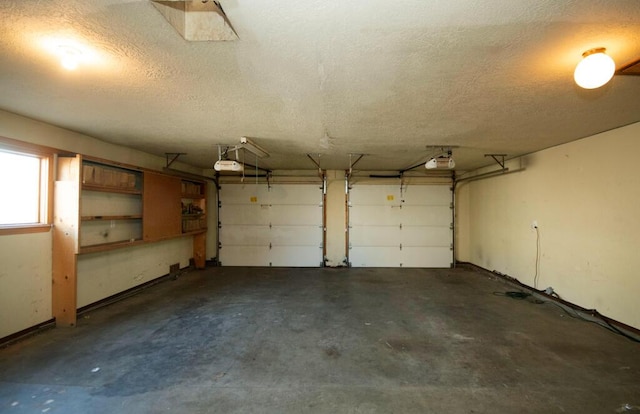 garage with a garage door opener