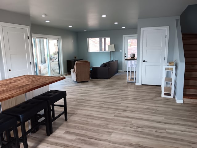 interior space with light hardwood / wood-style floors