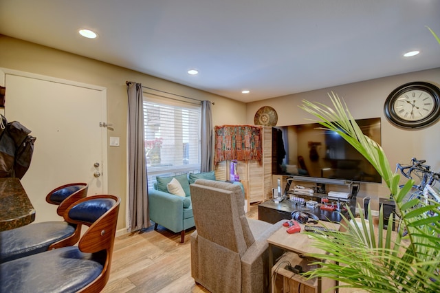 living room with light wood-type flooring