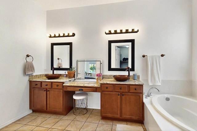 836 Mesa Roja Trl NE, Rio Rancho, NM 87144 - bathroom with tile patterned flooring, a garden tub, and vanity