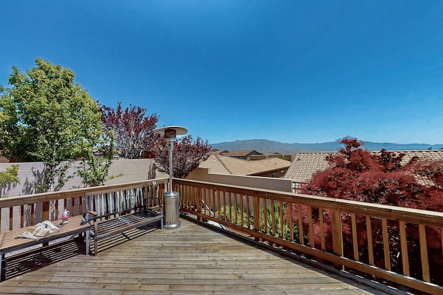836 Mesa Roja Trl NE, Rio Rancho, NM 87144 - wooden terrace featuring a mountain view