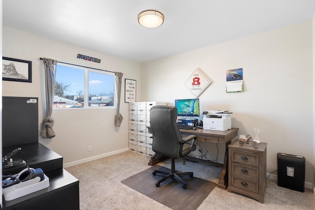 view of carpeted home office