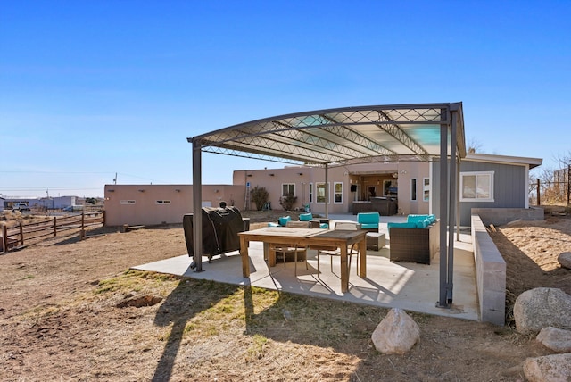 view of patio featuring a grill and outdoor lounge area