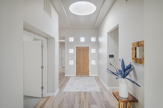 foyer entrance featuring light wood-type flooring