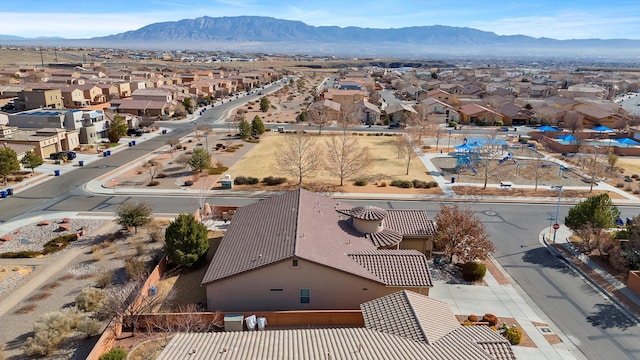 aerial view with a mountain view