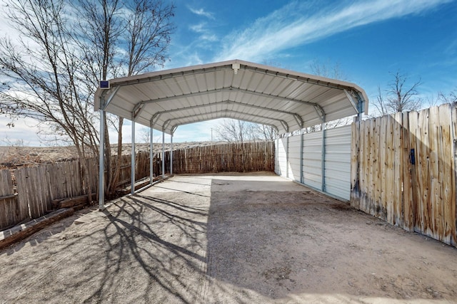 view of parking with a carport