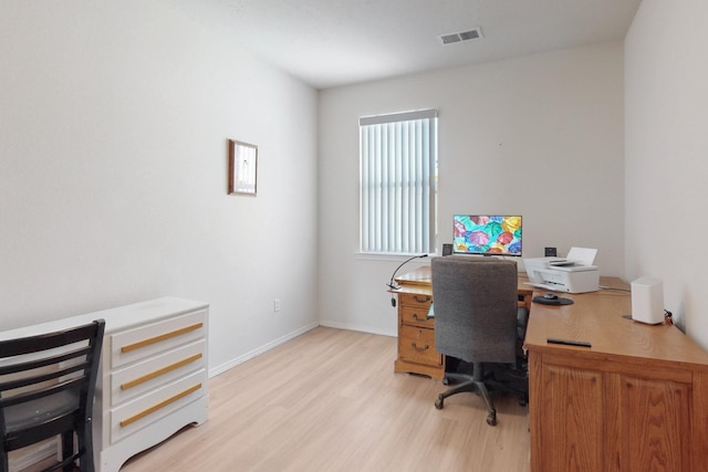 office featuring light wood-type flooring