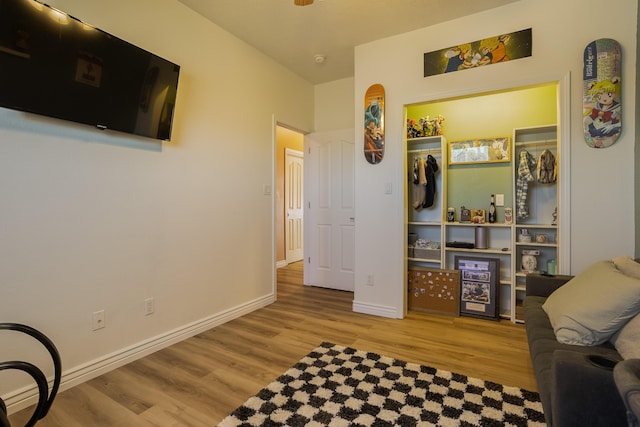 sitting room featuring light hardwood / wood-style flooring