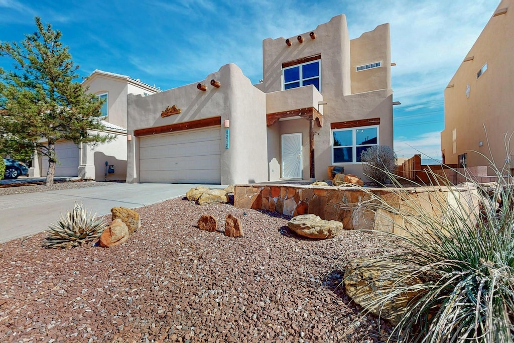 adobe home with a garage