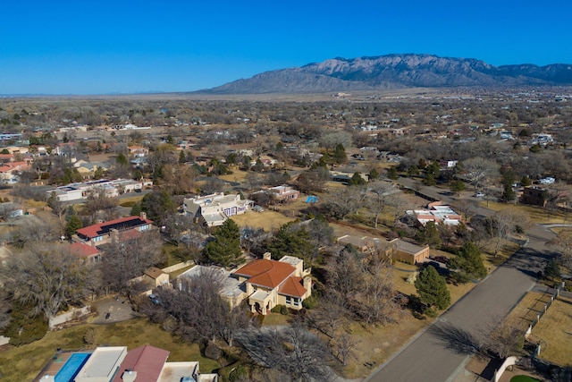 birds eye view of property featuring a mountain view