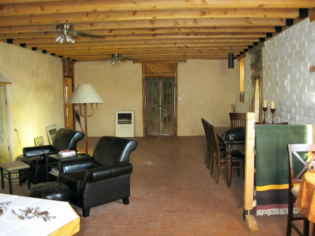 living room with ceiling fan