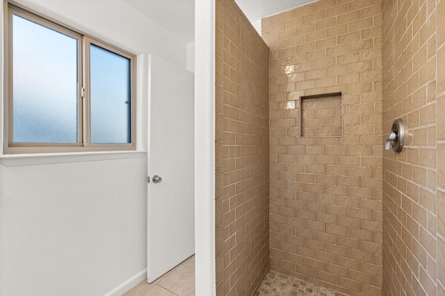 1613 Del Monte Trl SW, Albuquerque, NM 87121 - bathroom with a tile shower and tile patterned floors