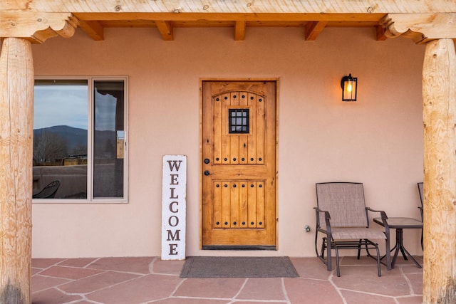 property entrance with a mountain view