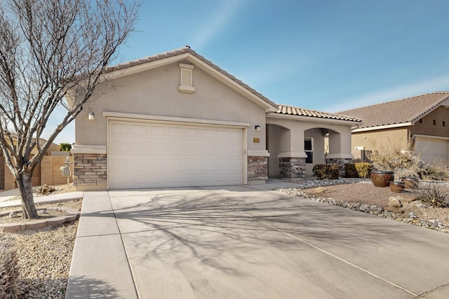 view of front of property with a garage