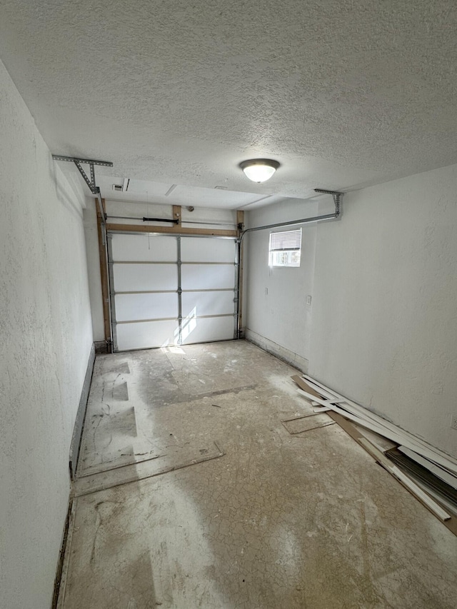 garage with a textured wall